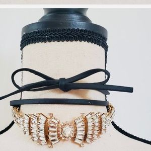 Dena G Los Angeles Beautiful Gold & Black Rhinestone Decorated Necklace